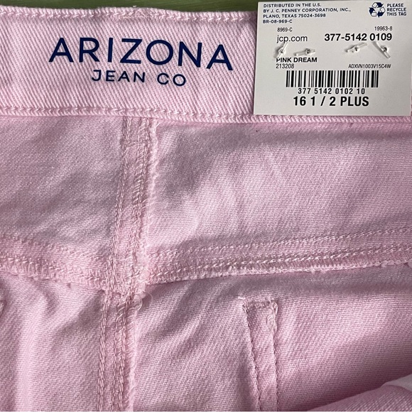 Arizona Jean Co. Shortie Shorts Adjustable Waistband Stretch 16 1/2 Plus Pink - Picture 4 of 10